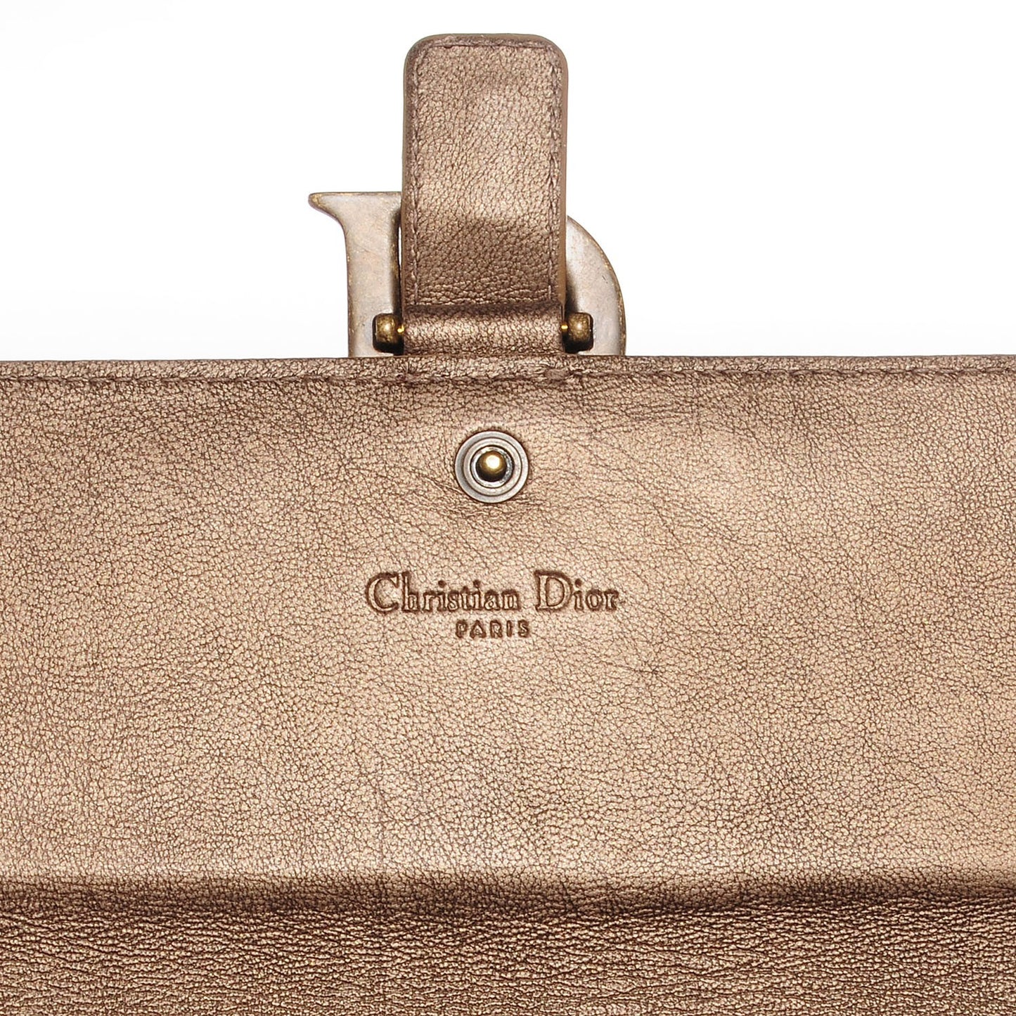 Leather Cannage Clutch Wristlet Gold