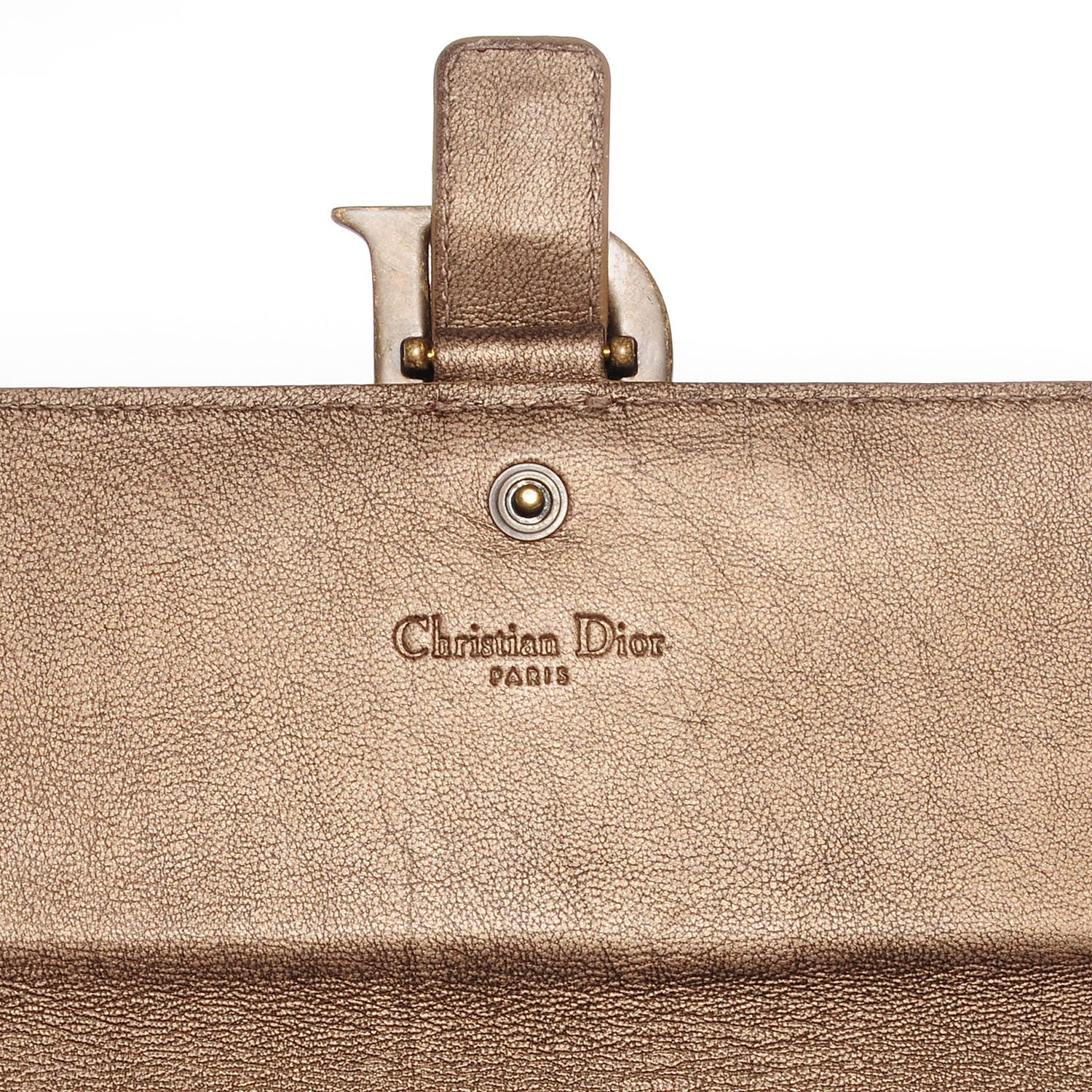 Christian Dior Leather Cannage Clutch Wristlet Gold 6 of 8