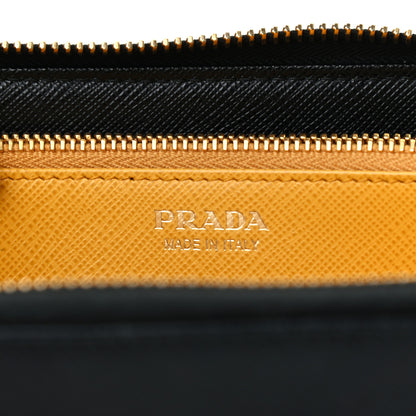 Prada Saffiano Robot Continental Zip Around Wallet Black 6 of 8