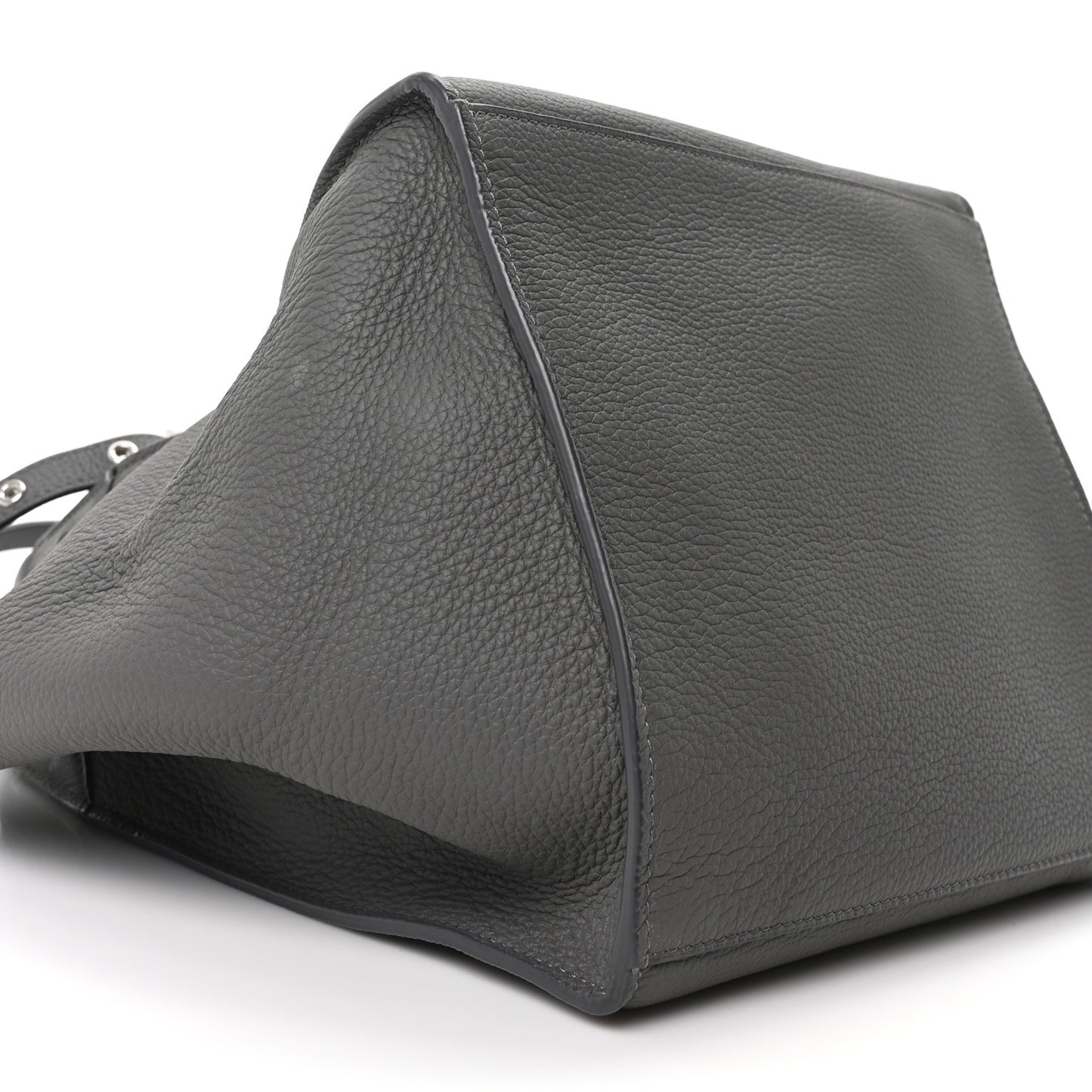 Supple Calfskin Long Strap Small Big Bag Grey