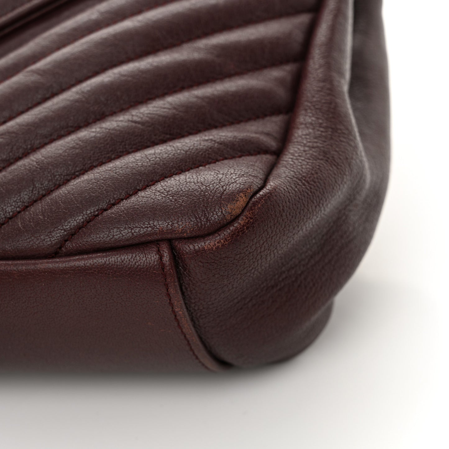 Sheepskin Matelasse Chevron Large College Monogram Satchel Amaranto