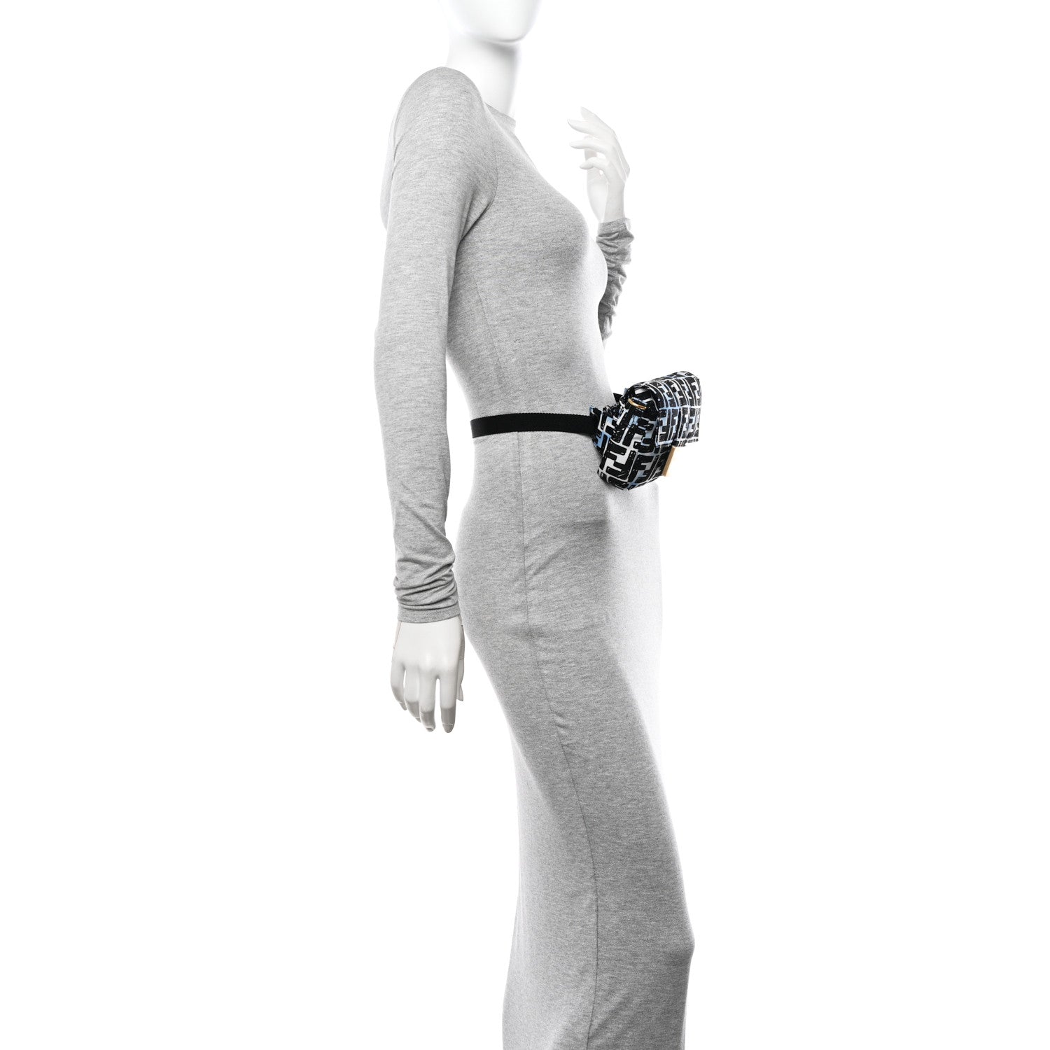 Fendi X JOSHUA VIDES Nylon FF Cloudy Mini Belt Baguette Bag White Celeste Black 2 of 10