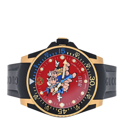 Gucci Stainless Steel Rubber 40mm Three Little Pigs Dive Quartz Watch 2 of 5