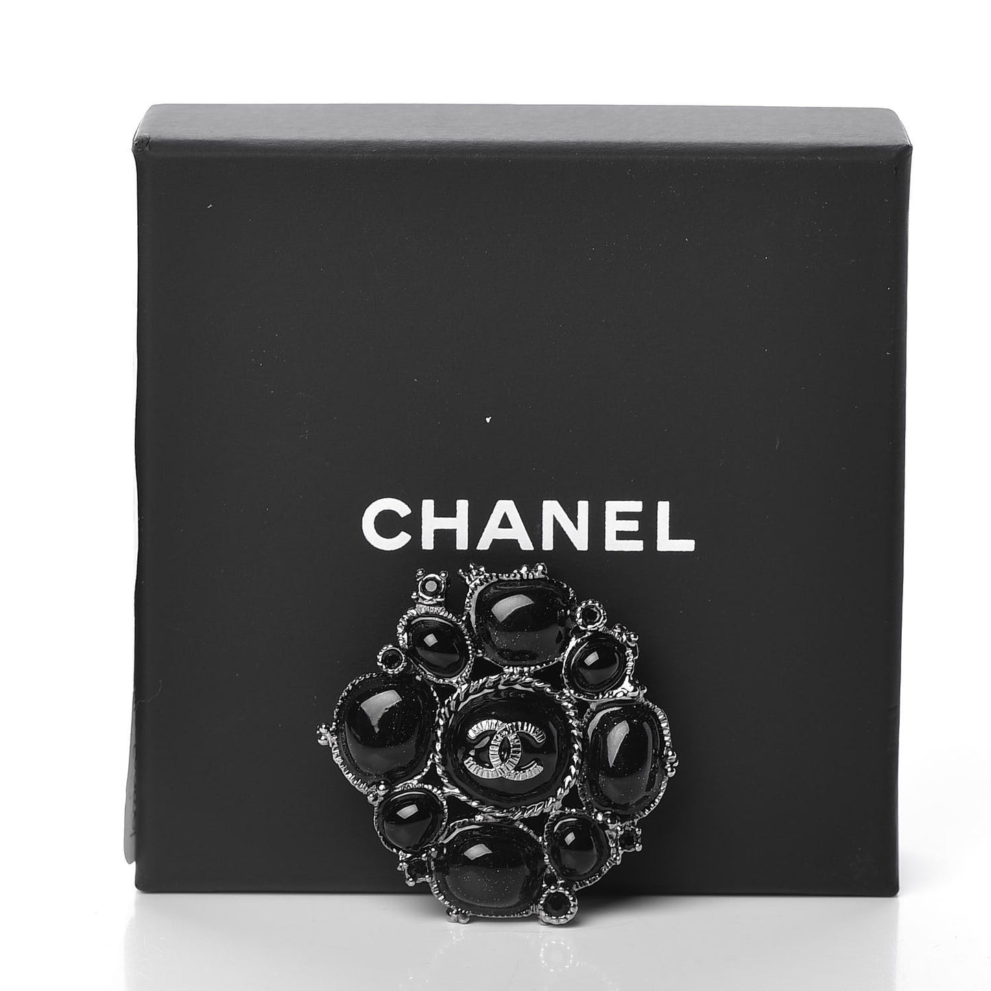 Glitter Enamel CC Brooch Black