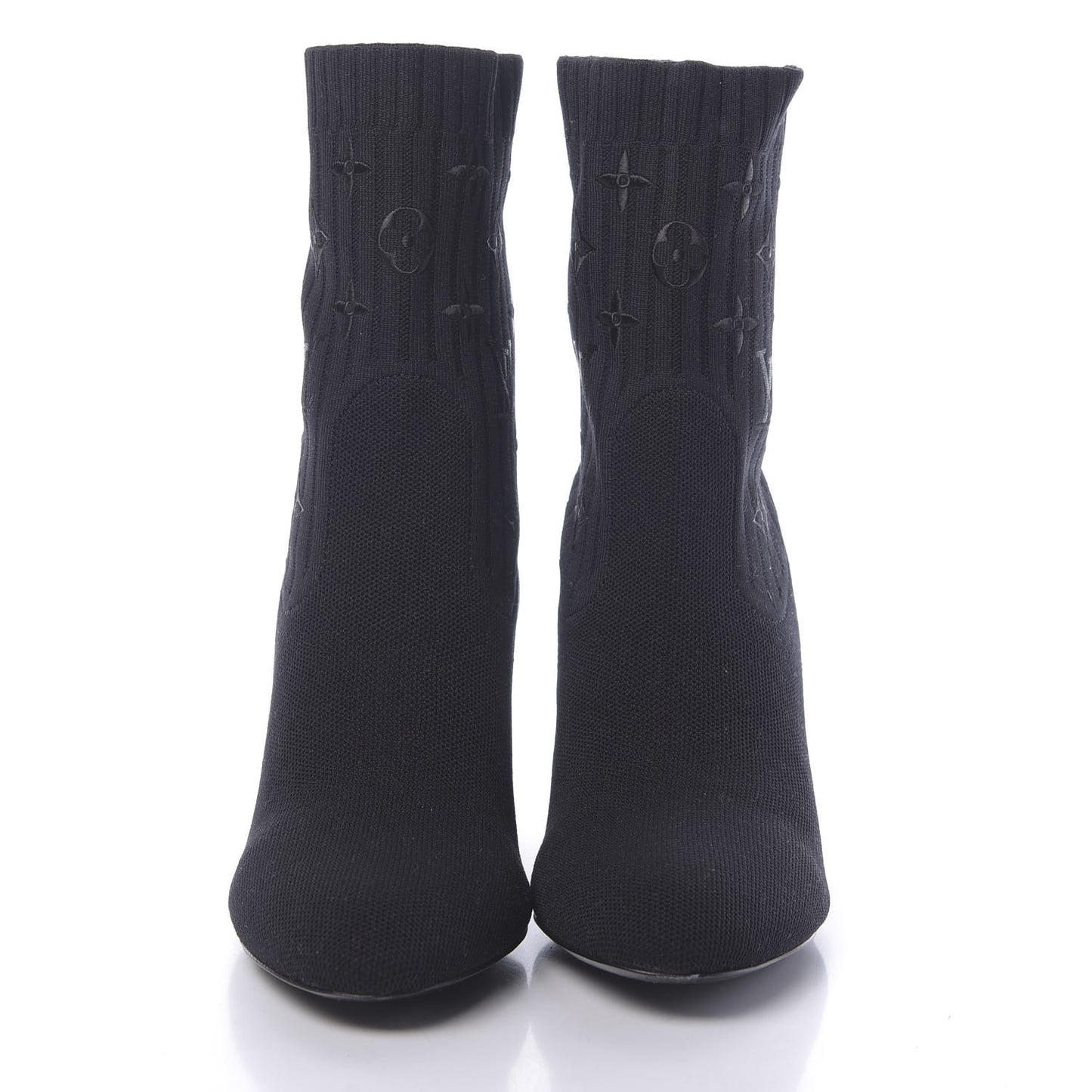 Monogram Stretch Fabric Silhouette Ankle Boots 39 Black