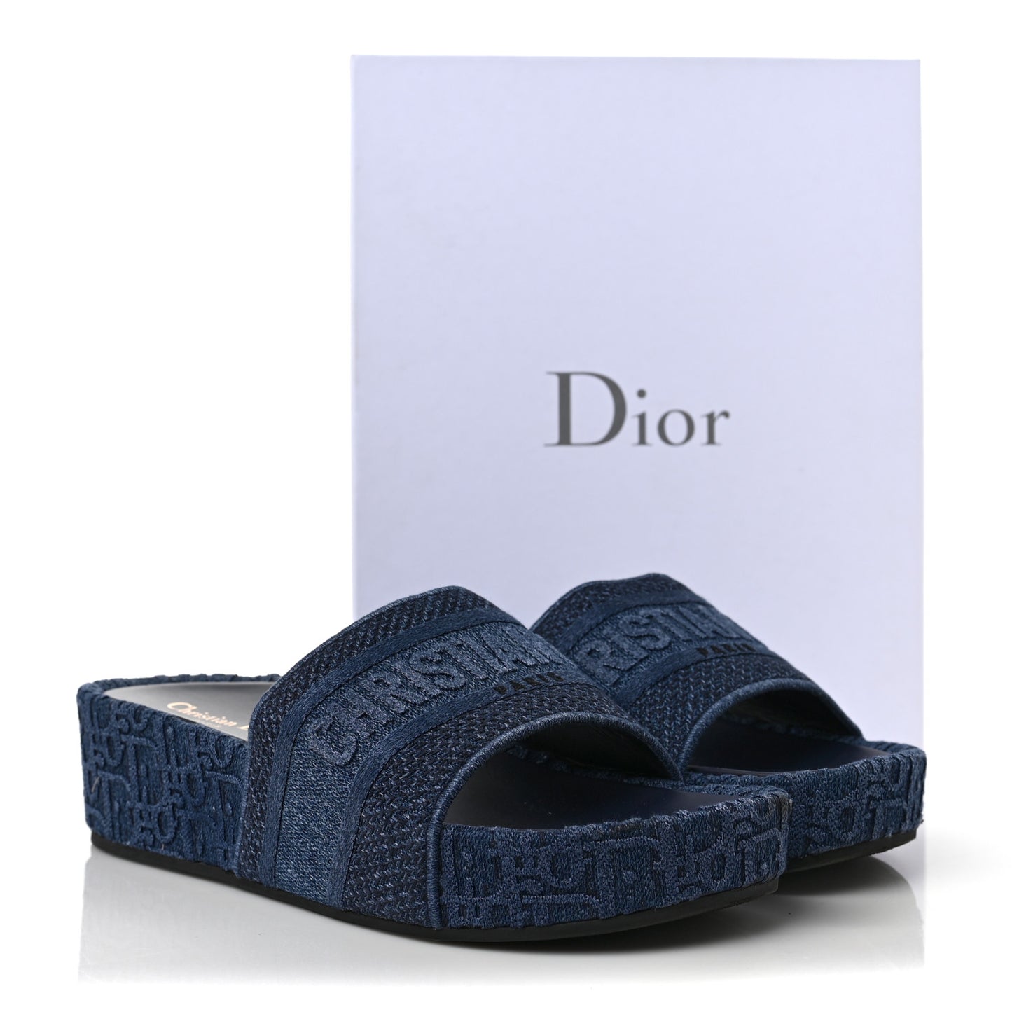 Oblique Denim D-Way Platform Sandal 42 Blue