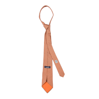 Hermes Silk Printed Mens Neck Tie Orange 2 of 5