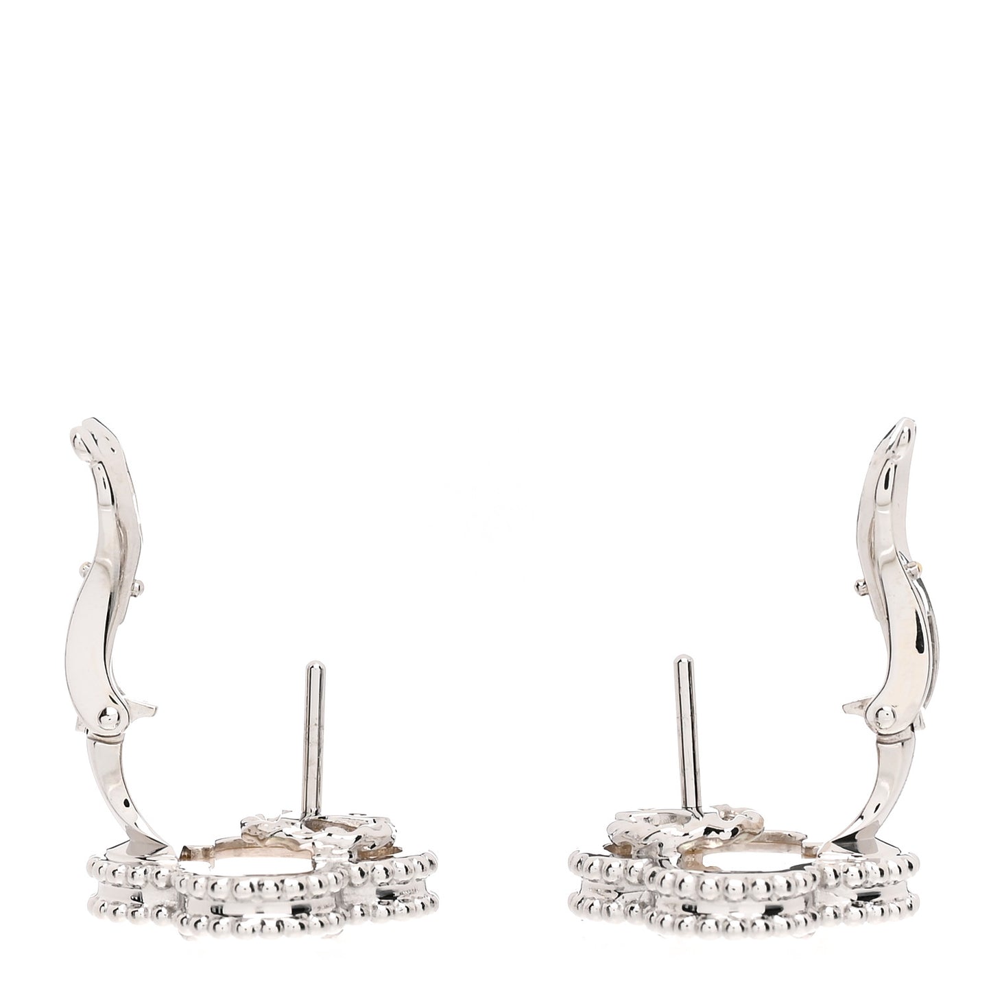 18K White Gold Mother of Pearl Vintage Alhambra Earrings