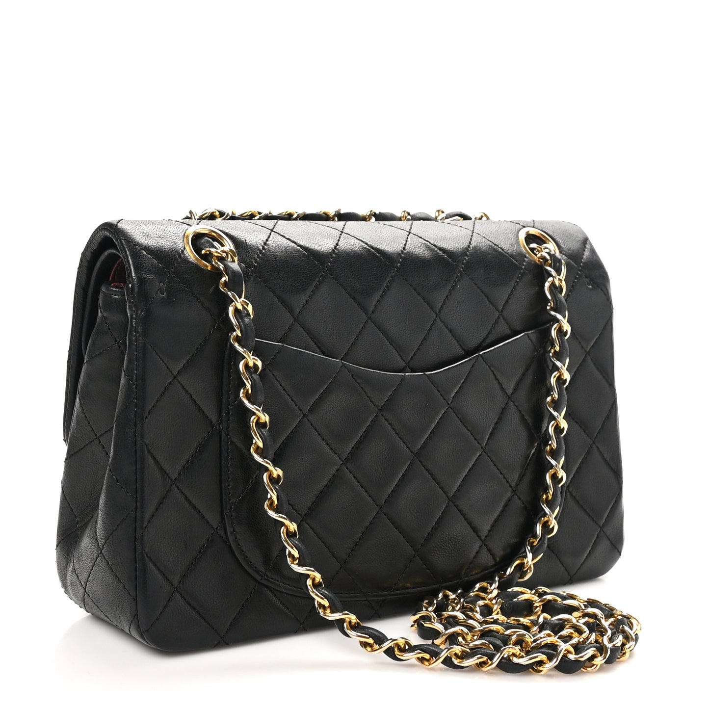 Lambskin Quilted Small Double Flap Black