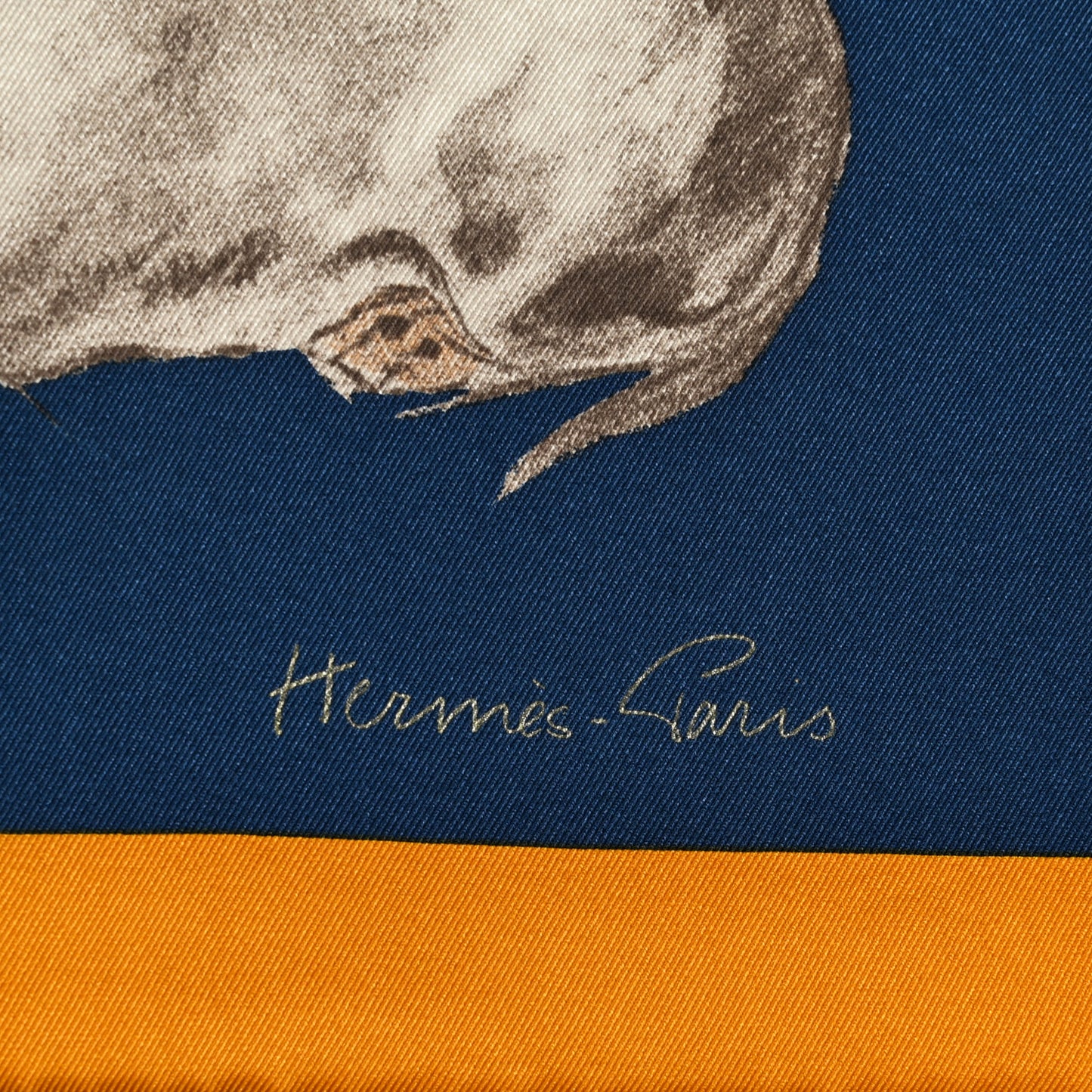 Silk Les Bassets Scarf 70 Marine Sepia