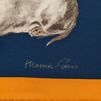 Hermes Silk Les Bassets Scarf 70 Marine Sepia 3 of 5