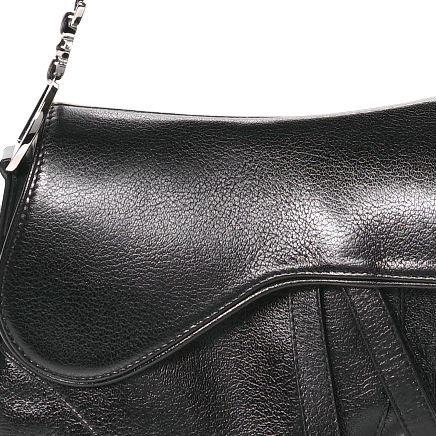 Christian Dior Shiny Goatskin Saddle Bag Black 8 of 10