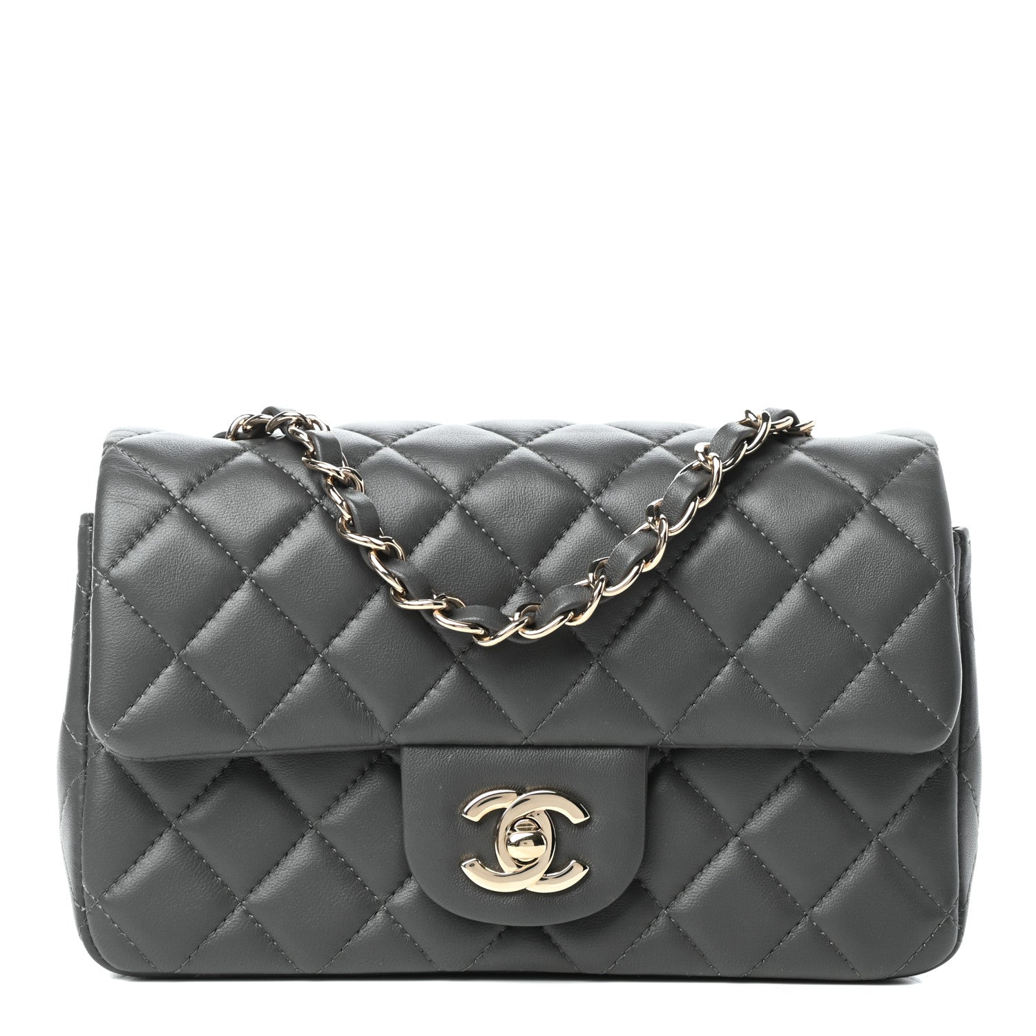 Chanel Lambskin Quilted Mini Rectangular Flap Grey 1 of 10
