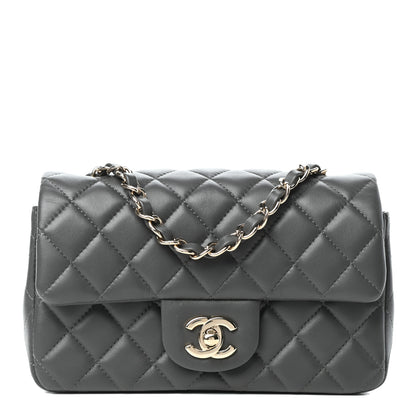 Chanel Lambskin Quilted Mini Rectangular Flap Grey 1 of 10