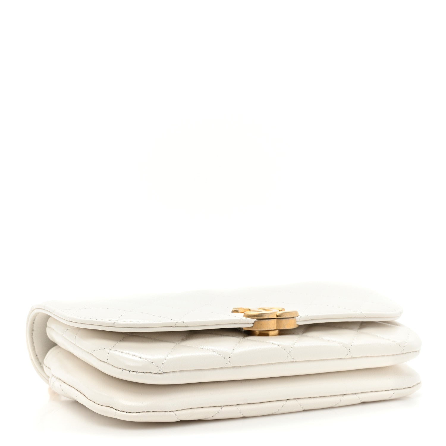 Chanel Shiny Lambskin Flap Clutch With Chain White 3 of 11