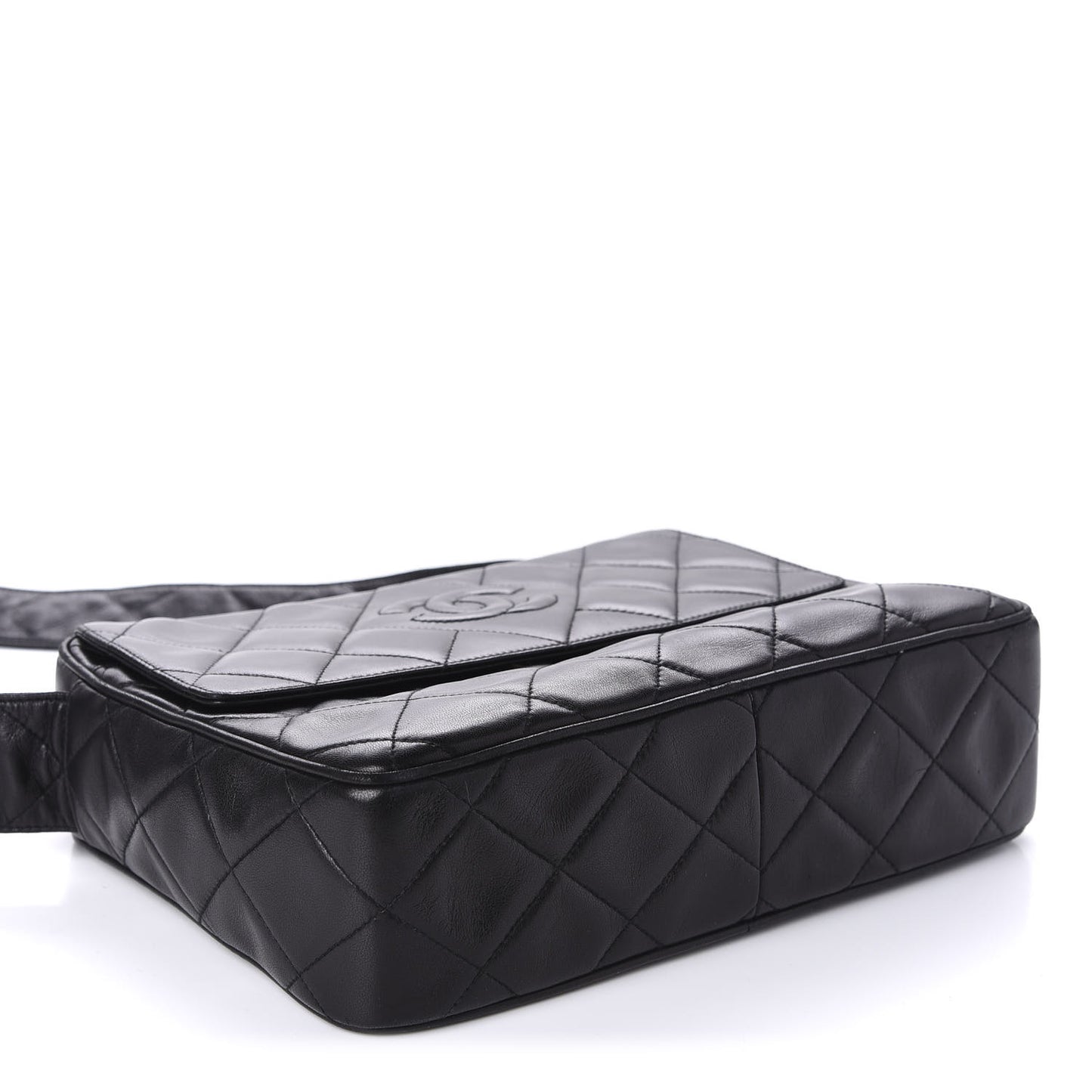 Lambskin Quilted CC Tassel Camera Case Black