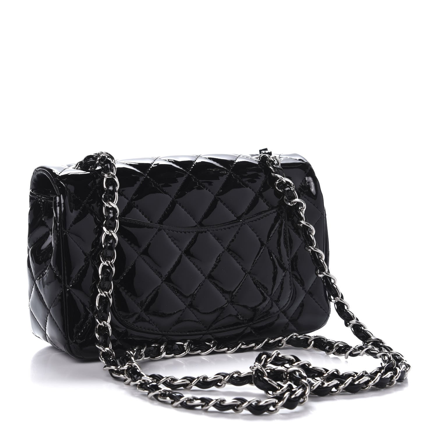 Chanel Patent Calfskin Quilted Mini Rectangular Flap Black 3 of 12