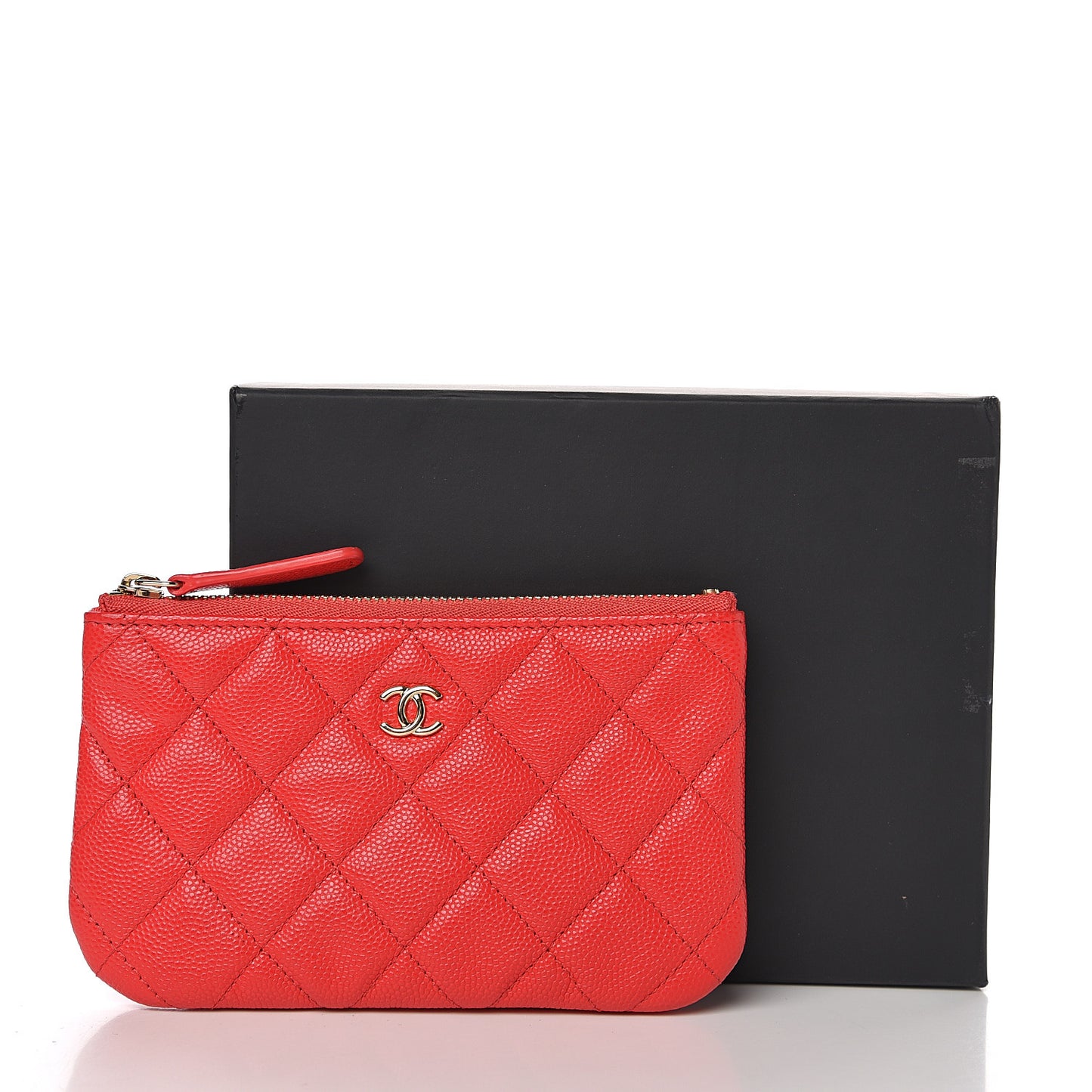 Caviar Quilted Small Cosmetic Case Red
