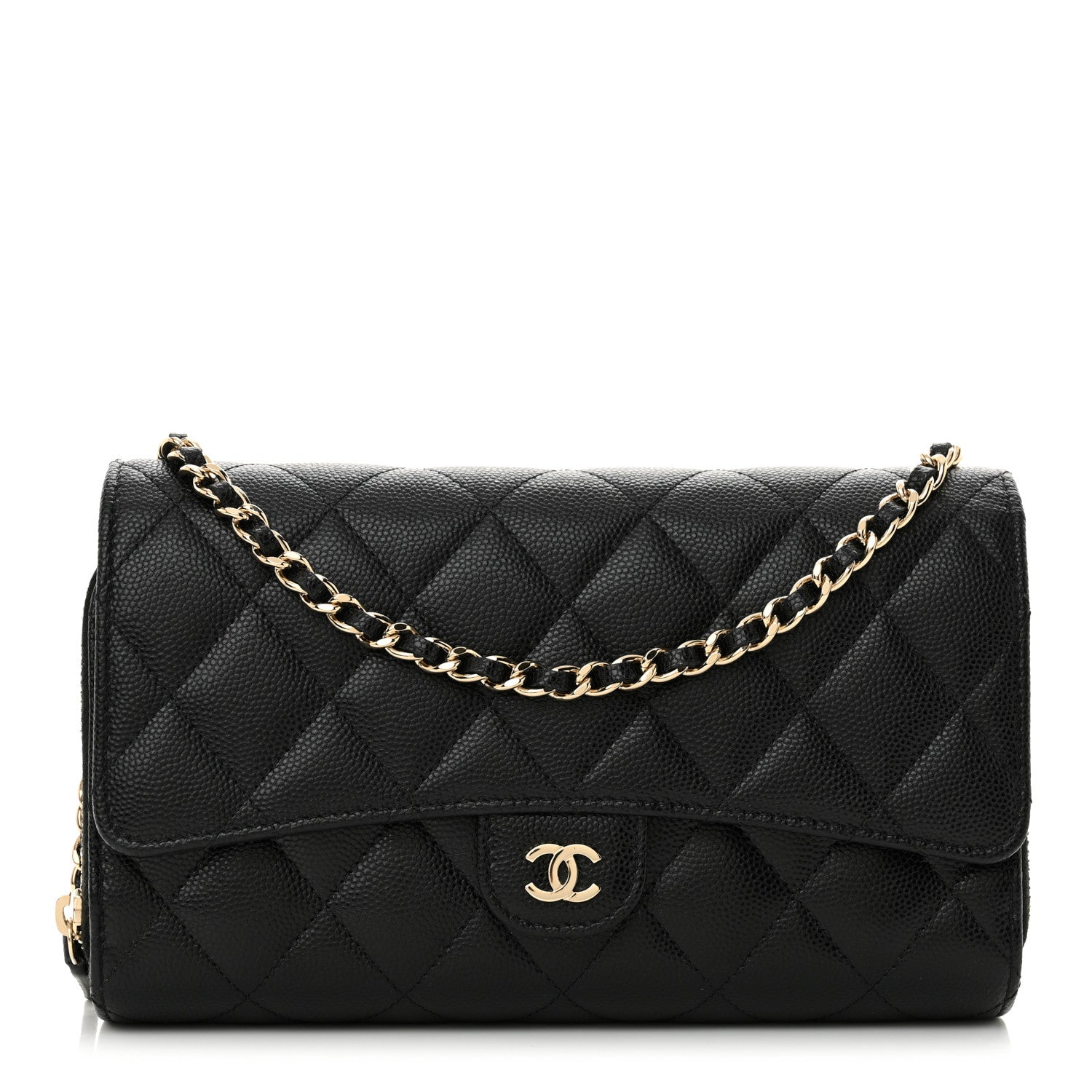 Chanel Caviar Quilted Phone Holder Wallet on Removable Chain Black 1 of 14