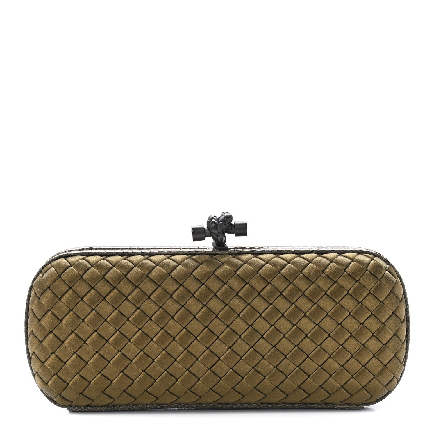 Bottega Veneta Satin Intreccio Impero Ayers Stretch Knot Clutch Light Brown 1 of 10
