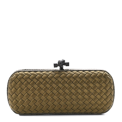 Bottega Veneta Satin Intreccio Impero Ayers Stretch Knot Clutch Light Brown 1 of 10