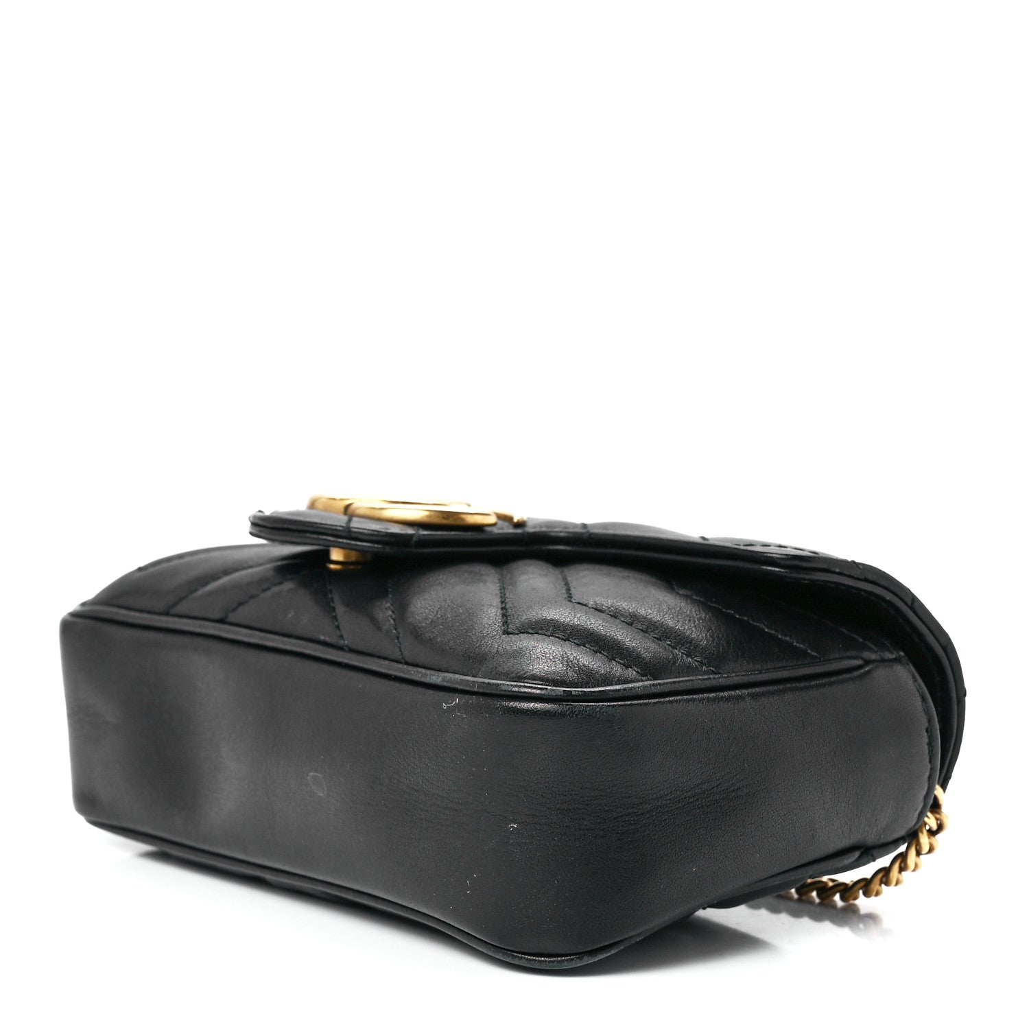 Gucci Calfskin Matelasse Super Mini GG Marmont Shoulder Bag Black 9 of 12