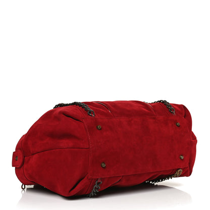 Christian Louboutin Suede Chain Shoulder Bag Red 3 of 10