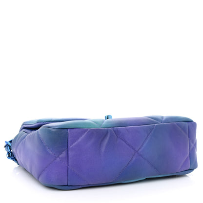 Chanel Tie Dye Calfskin Quilted Medium Chanel 19 Flap Blue Purple 4 of 10