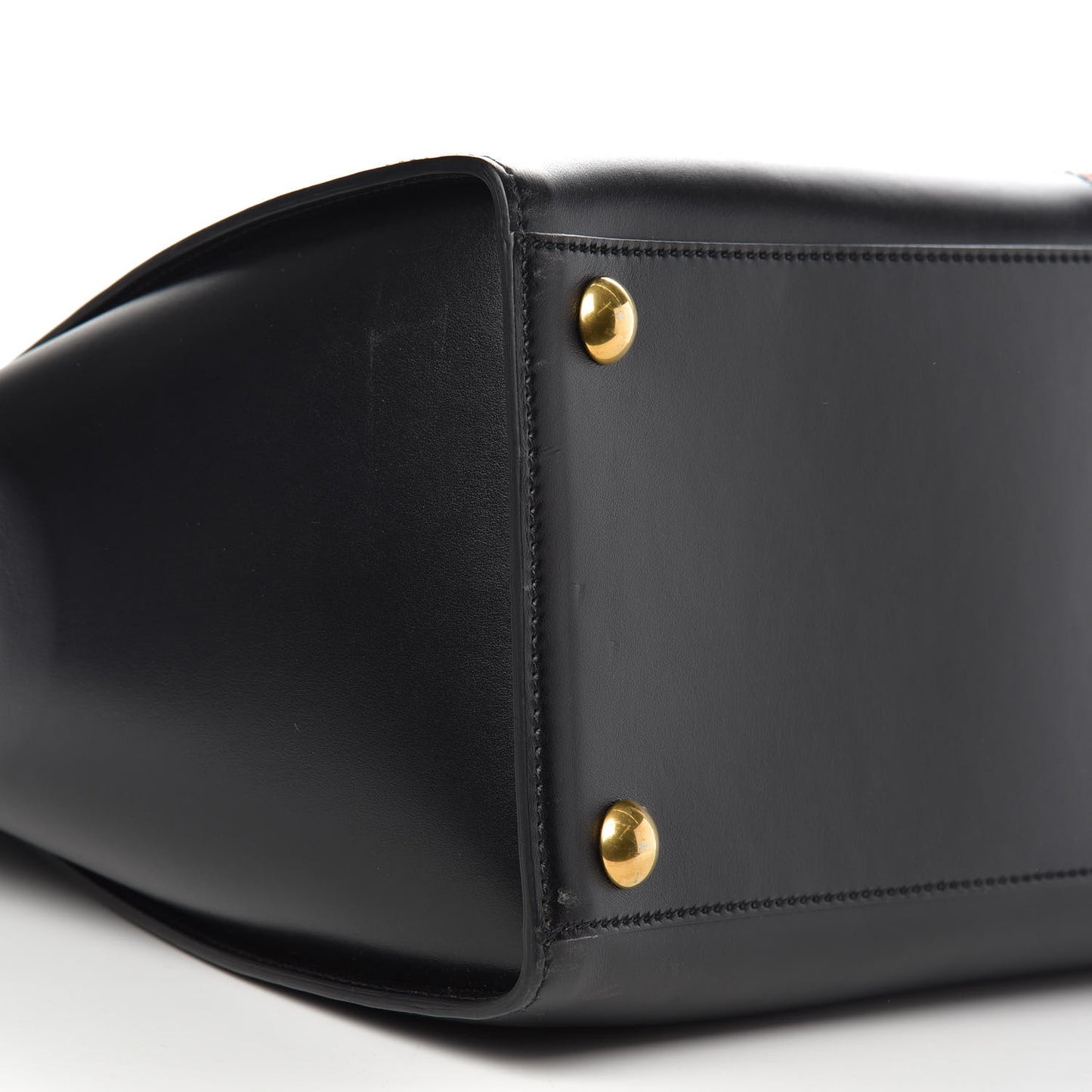 Plutone Calfskin Web Large Turn Lock Top Handle Duffle Bag Black