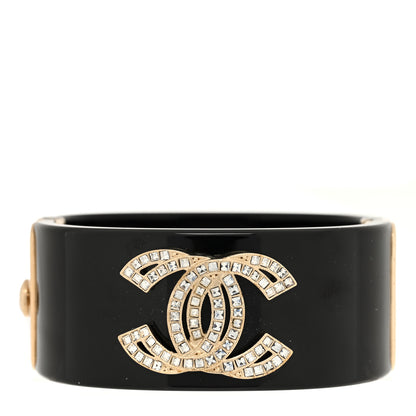 Chanel Resin Crystal Baguette CC Cuff Black 1 of 6