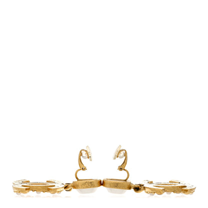 Chanel Pearl Stones CC Drop Clip On Earrings Gold 3 of 5