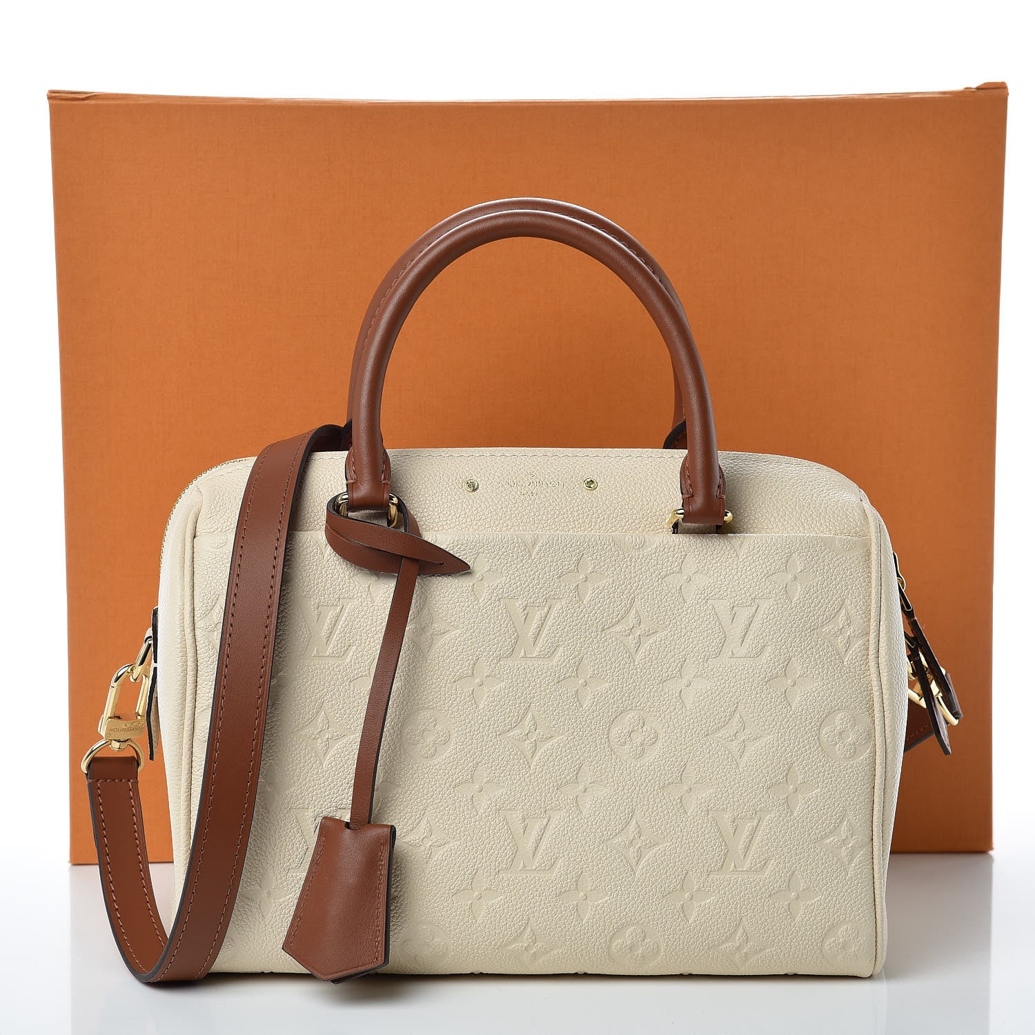 Louis Vuitton Empreinte Calfskin Speedy Bandouliere 25 NM Creme Caramel 10 of 10