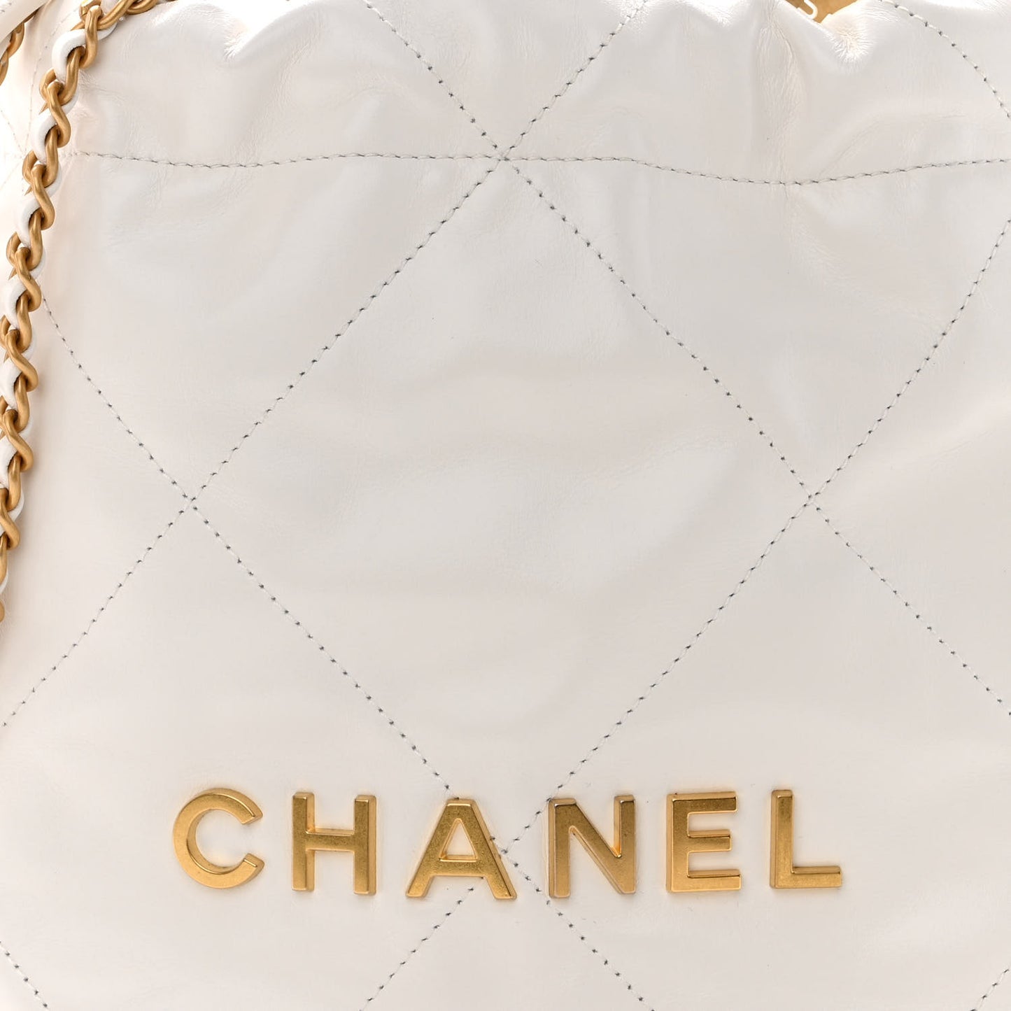 Shiny Calfskin Quilted Mini Chanel 22 White