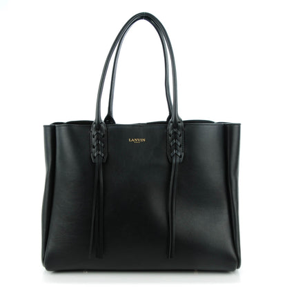Celine LANVIN Smooth Calfskin Small Fringe Shopper Tote Black 1 of 7