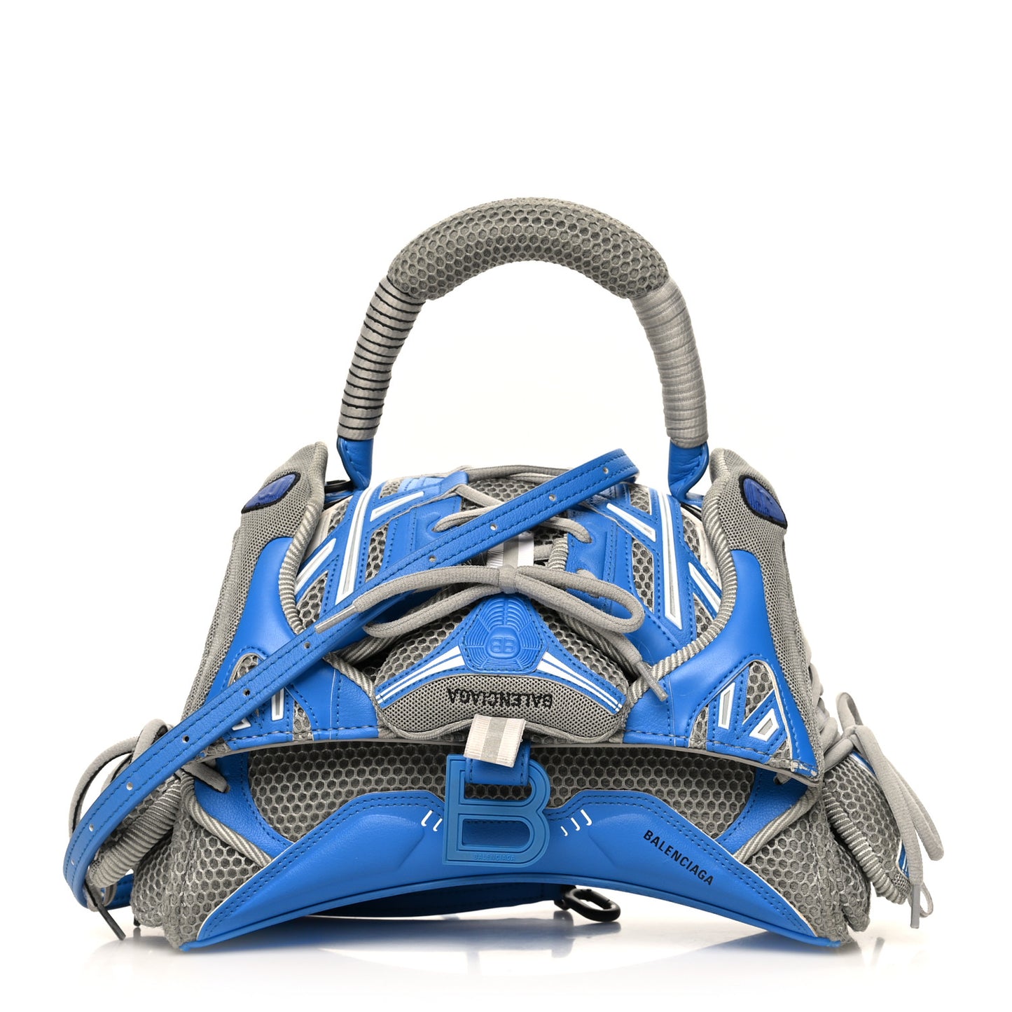 Faux Calfskin Fabric Small Sneakerhead Top Handle Bag Blue Grey