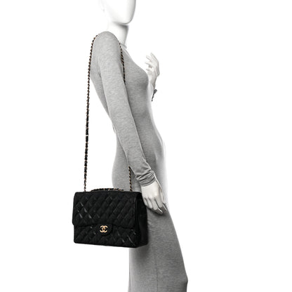Chanel Patent Quilted Sparkle Glitter Jumbo Single Flap Black 2 of 13