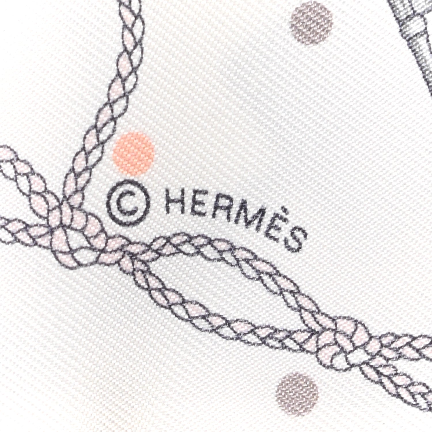 Hermes Silk Les Cles A Pois Twilly White Gris Acier 3 of 4