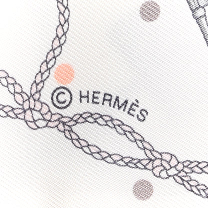 Hermes Silk Les Cles A Pois Twilly White Gris Acier 3 of 4