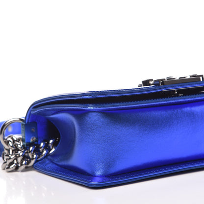 Chanel Metallic Patent Calfskin Quilted Small Boy Flap Blue 8 of 9