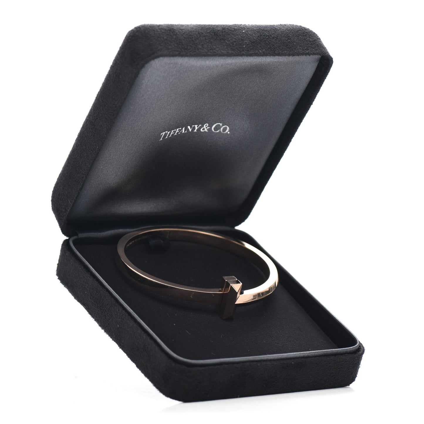 18K Rose Gold Wide T T1 Hinged Bangle Bracelet