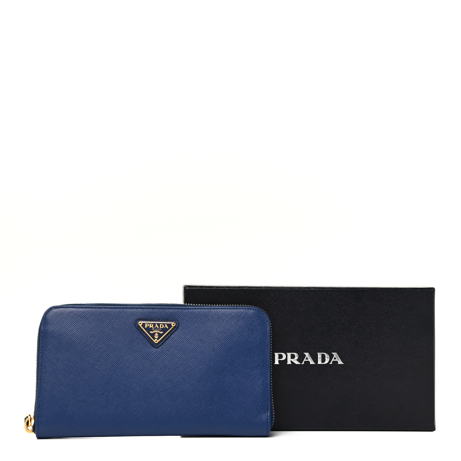 Prada Saffiano Metal Zip Around Wallet Bleuette 11 of 11