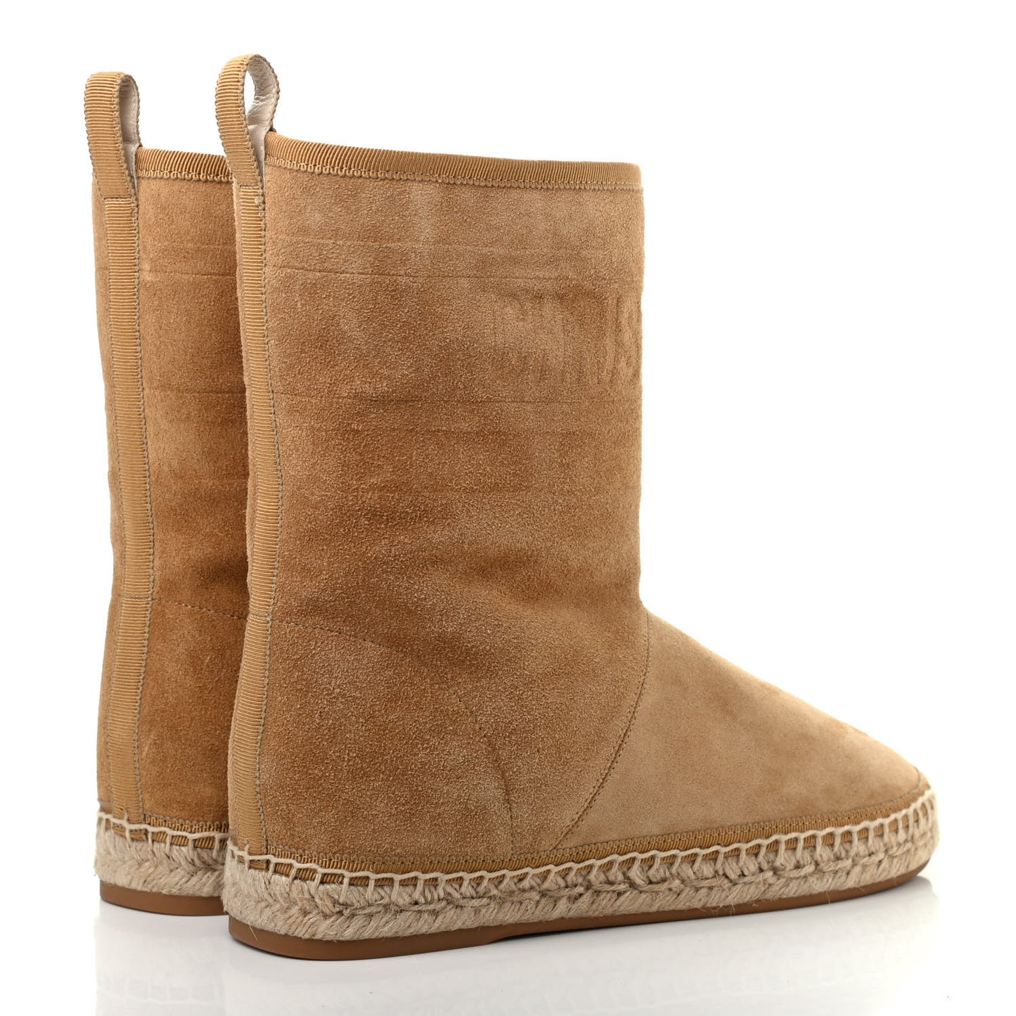 Calfskin Suede Shearling Granville Espadrille Boots 36 Natural