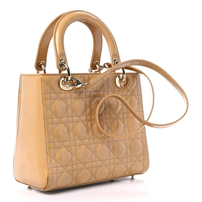 Christian Dior Patent Cannage Medium Lady Dior Beige 3 of 11