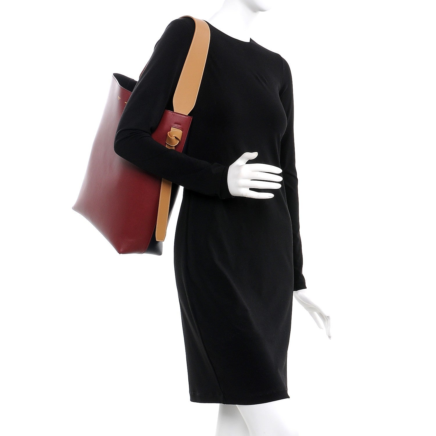 Celine Shiny Smooth Calfskin Small Twisted Cabas Dark Ruby Navy 2 of 11