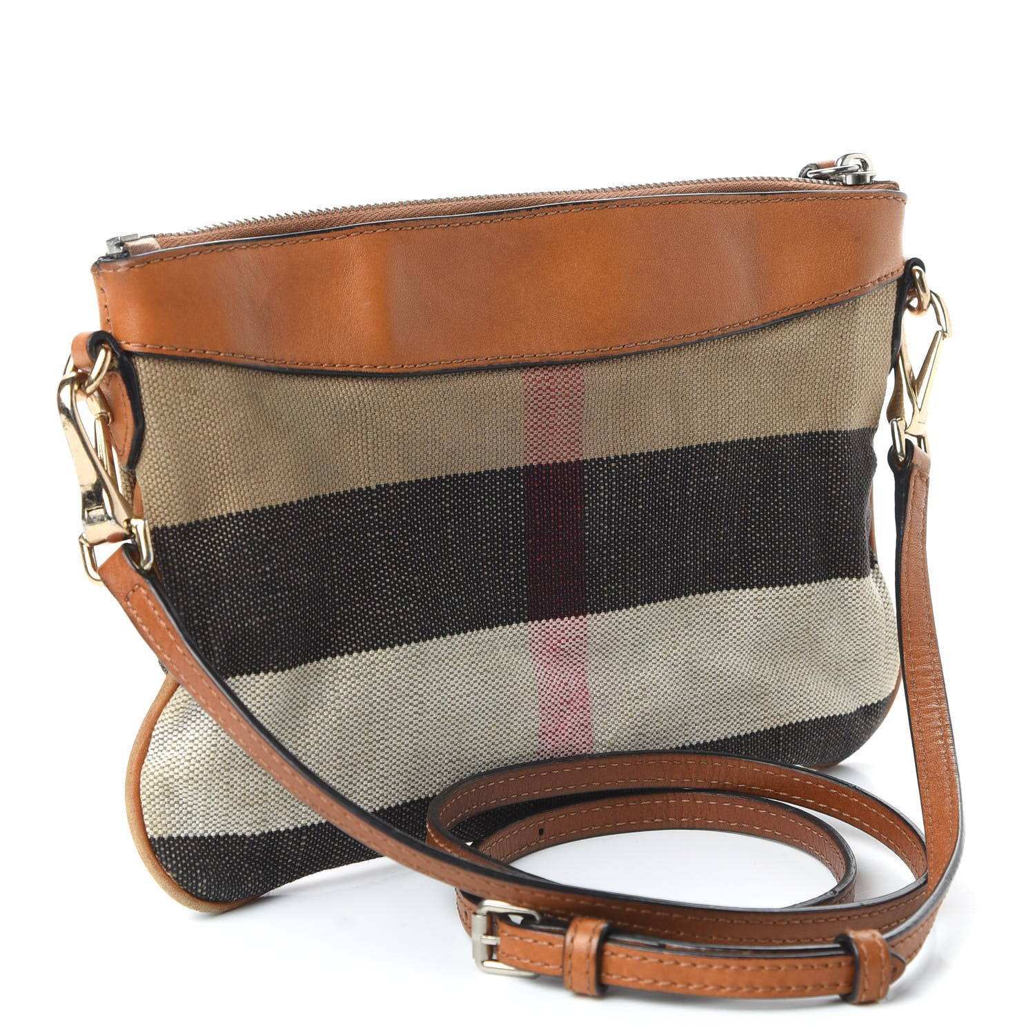 Burberry Mega Check Peyton Crossbody Clutch Bag Saddle Brown 3 of 10