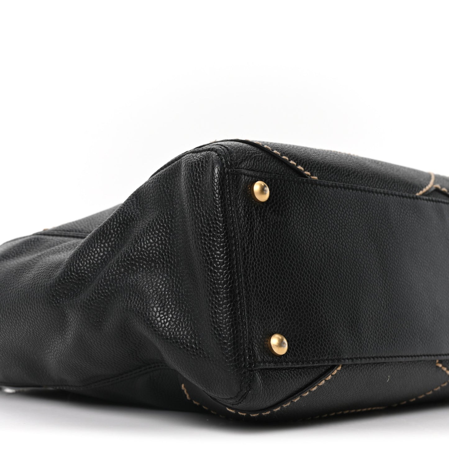 Caviar CC Stitched Medium Tote Black Black