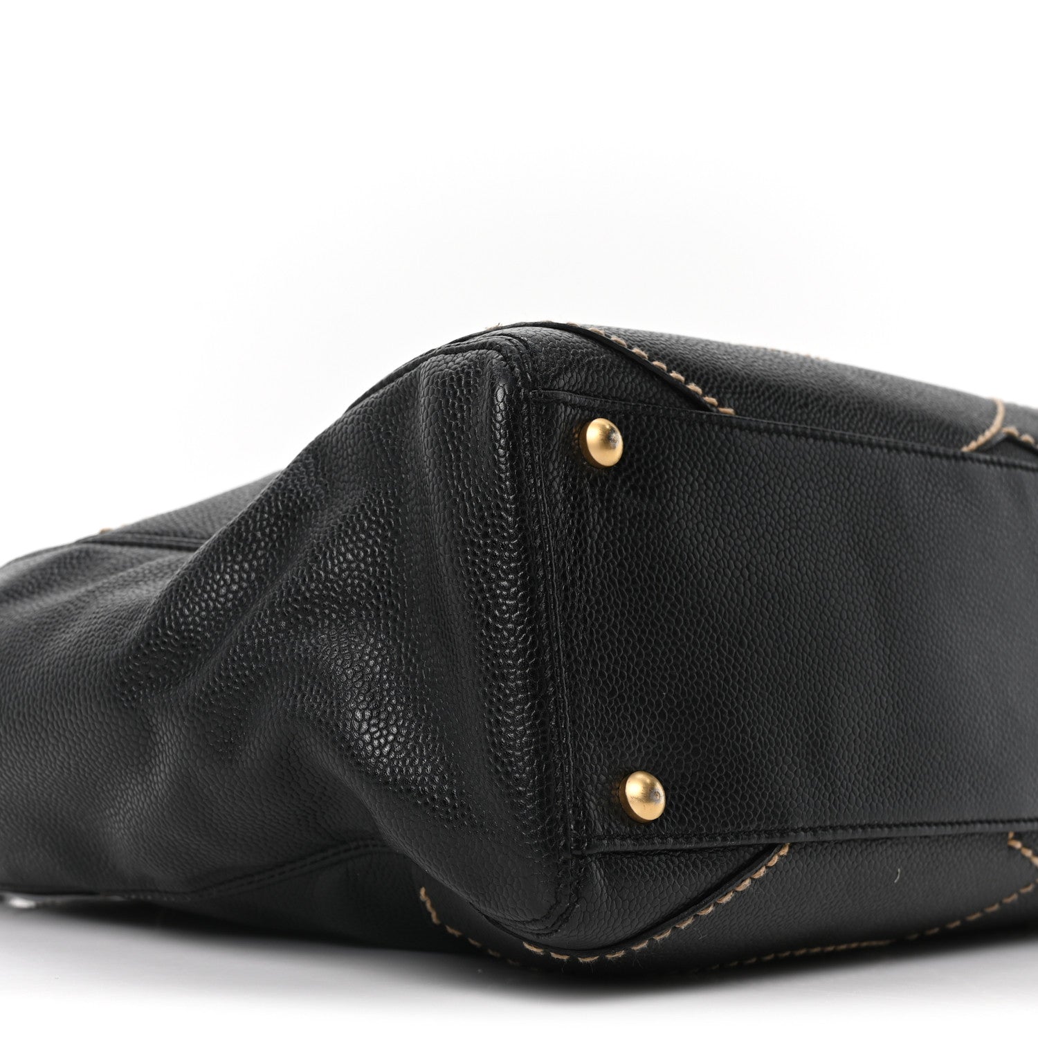 Chanel Caviar CC Stitched Medium Tote Black Black 9 of 10