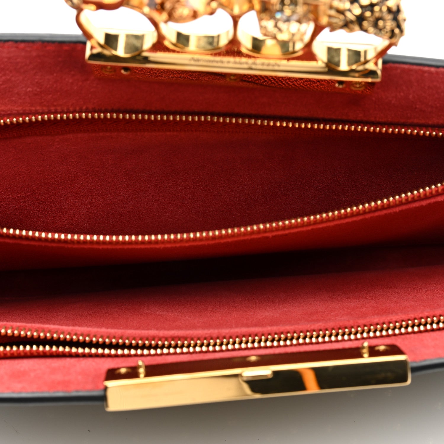 Alexander McQueen Calfskin Studded Knuckle Flat Clutch Black Gold 5 of 8
