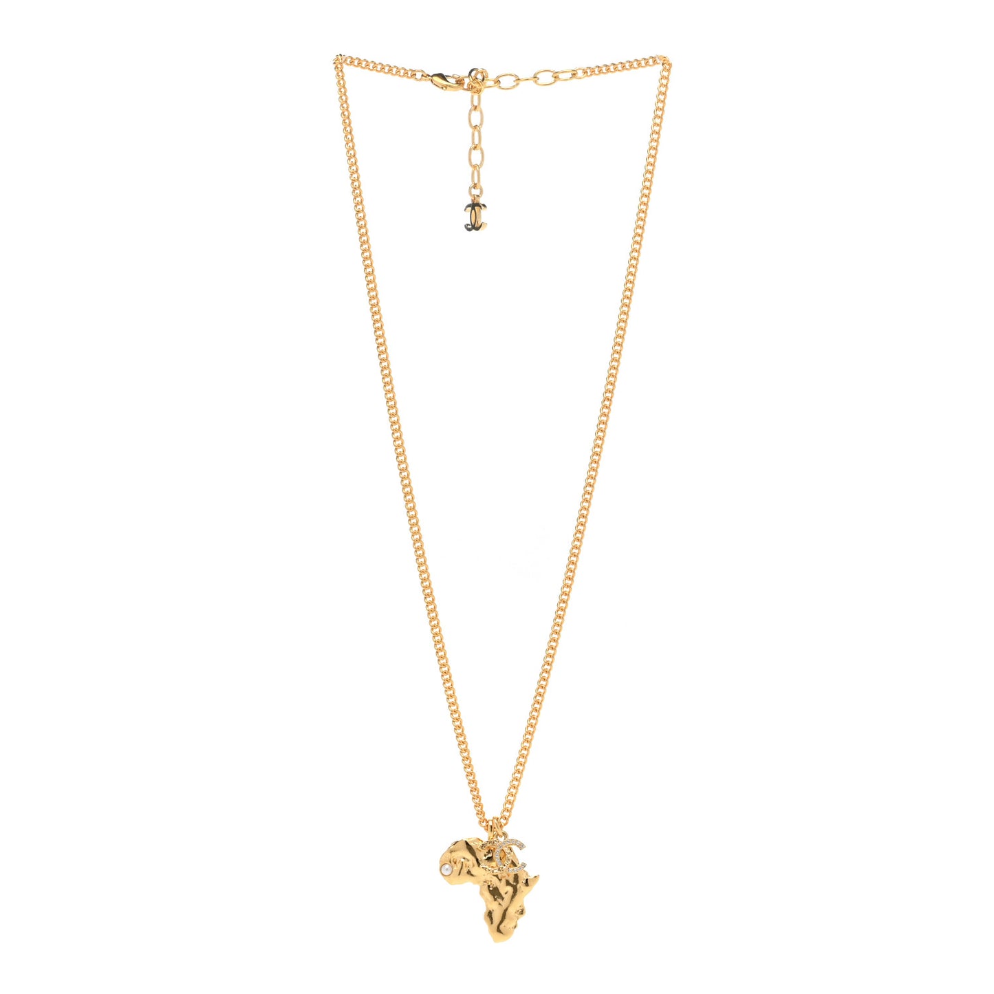 Crystal Pearl CC Africa Pendant Necklace Gold White