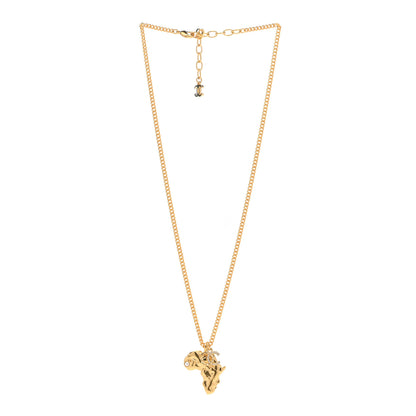 Chanel Crystal Pearl CC Africa Pendant Necklace Gold White 3 of 6